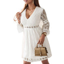 European and American Style Lace Long Sleeves Dress 2024