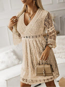 European and American Style Lace Long Sleeves Dress 2024