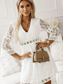 European and American Style Lace Long Sleeves Dress 2024