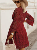 European and American Style Lace Long Sleeves Dress 2024