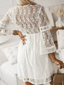 European and American Style Lace Long Sleeves Dress 2024