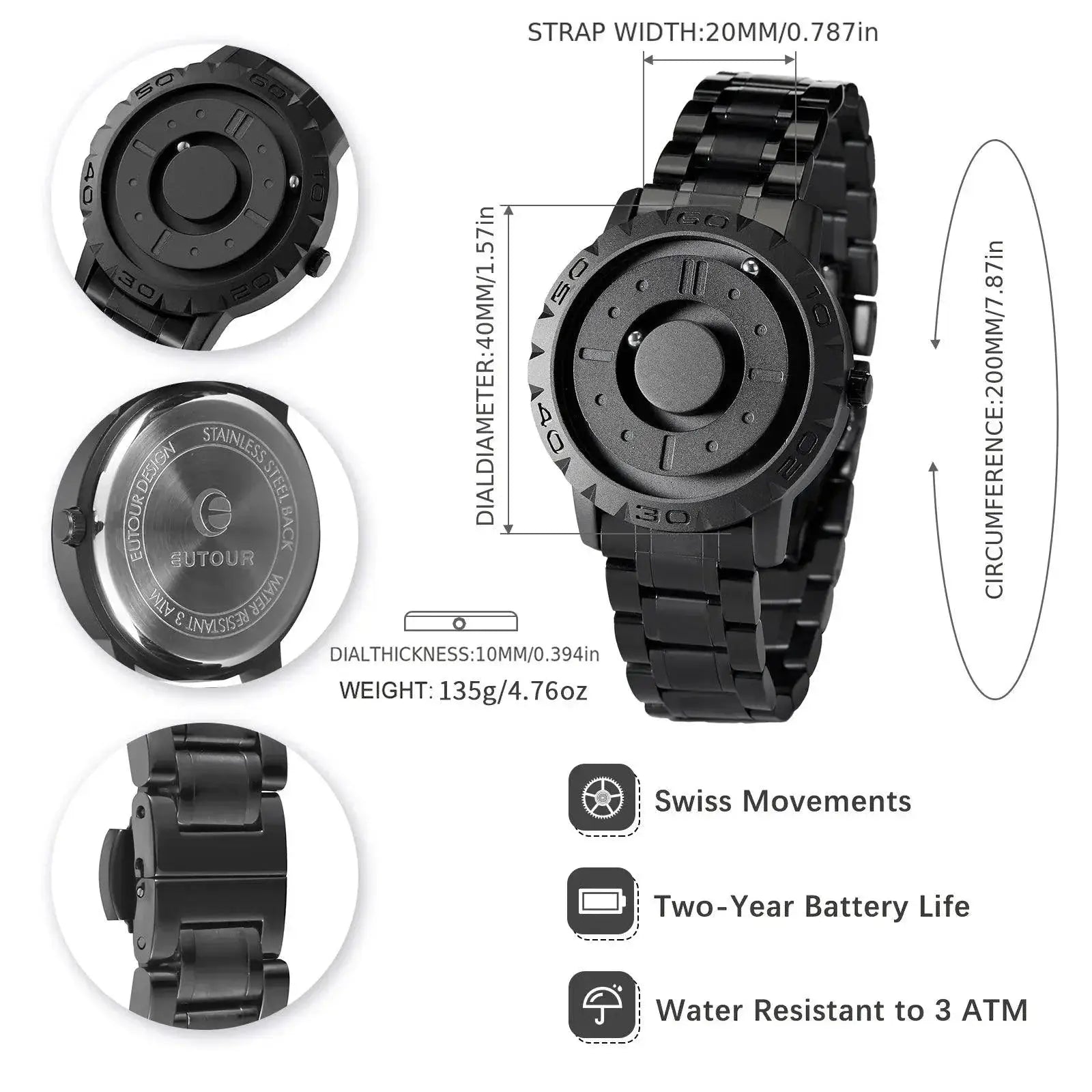EUTOUR Magnetic Watches Waterproof Timepiece Elegance