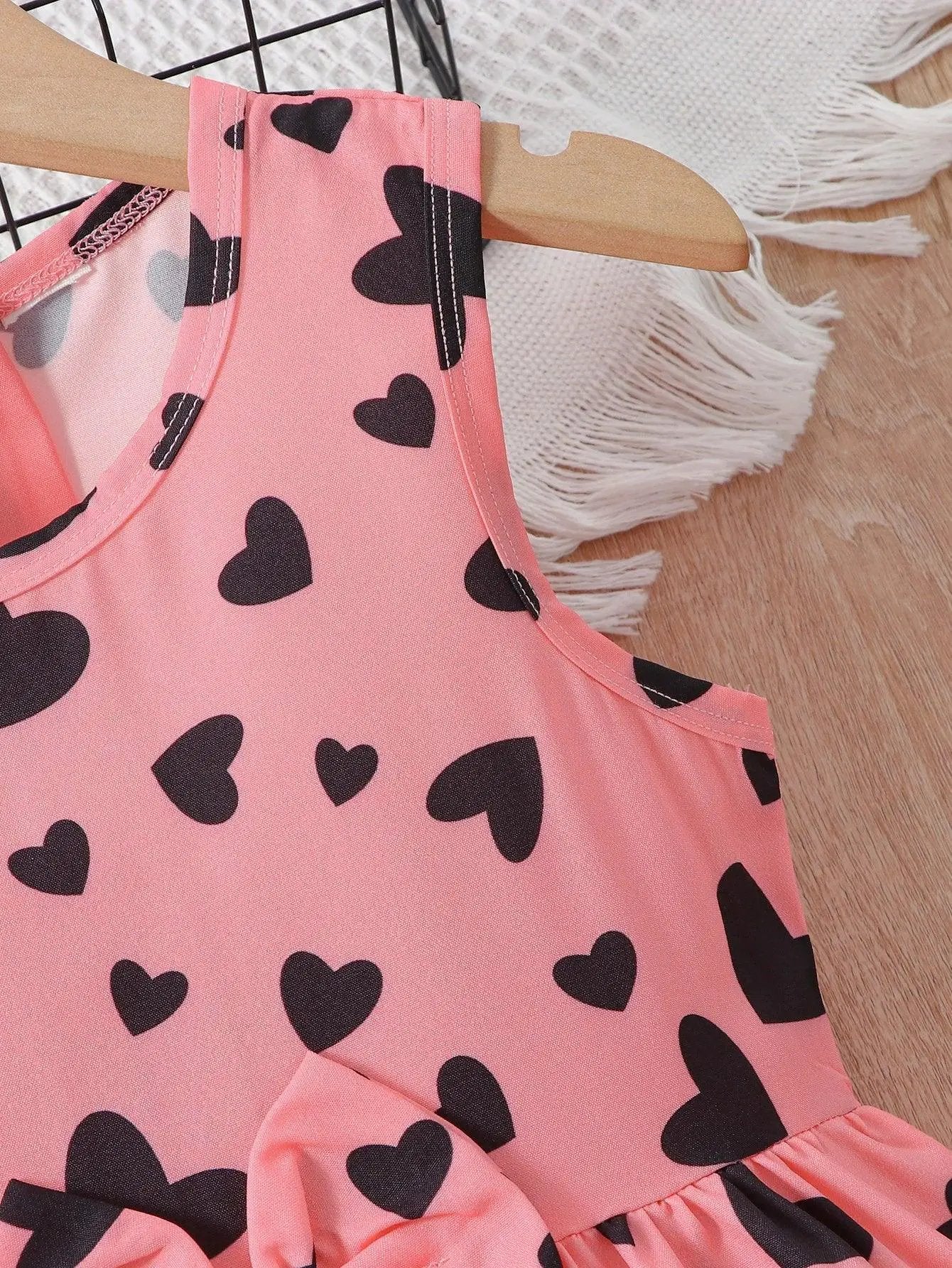 Evryday Love Heart Dress and Hat Set for Stylish Kids