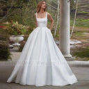 Backless Satin Bridal Dress With Pockets