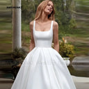 Backless Satin Bridal Dress With Pockets
