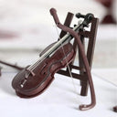 Exquisite Mini Violin Model with Stand for Dollhouses Decor