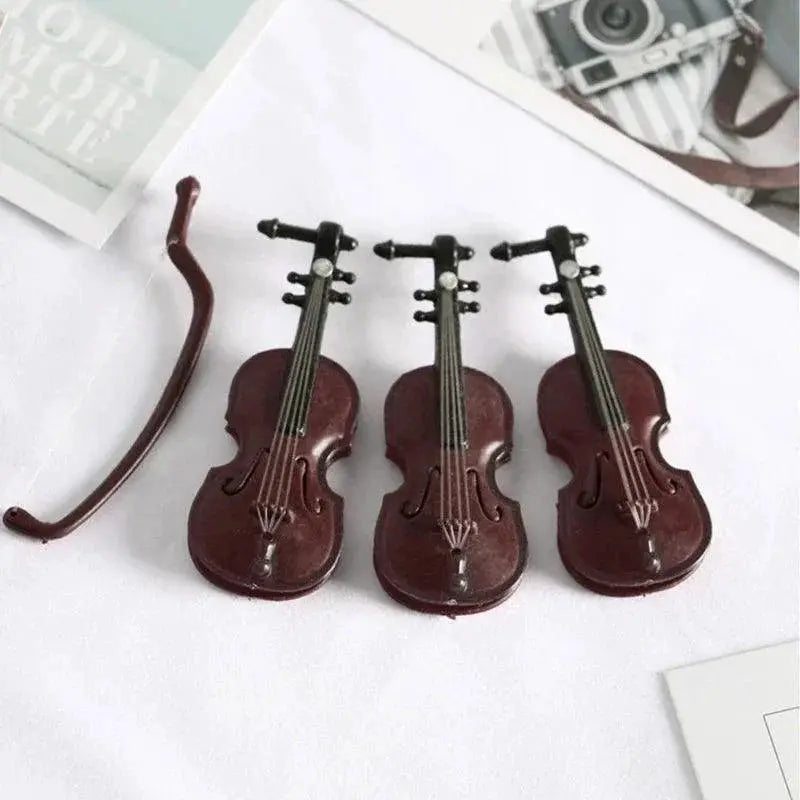 Exquisite Mini Violin Model With Stand For Dollhouse Decor