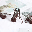 Exquisite Mini Violin Model with Stand for Dollhouses Decor
