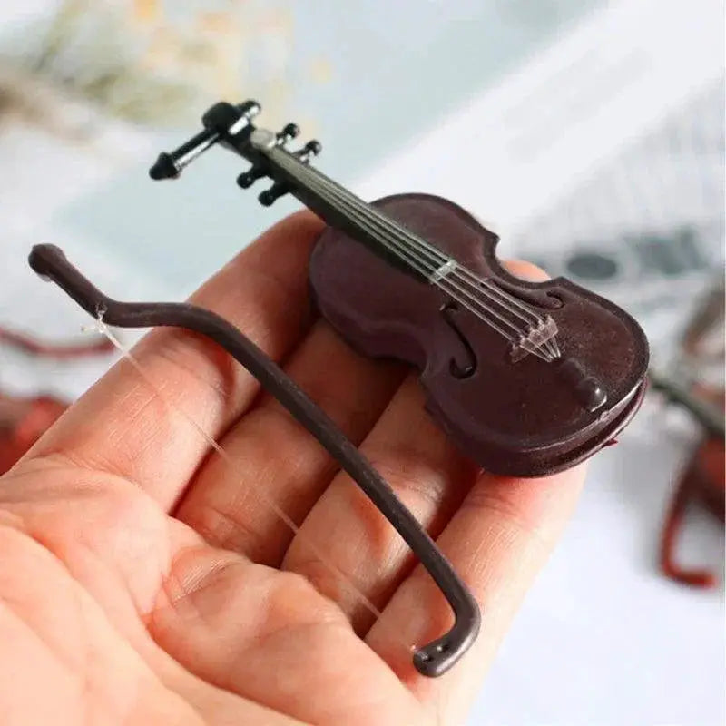 Exquisite Mini Violin Model With Stand For Dollhouse Decor