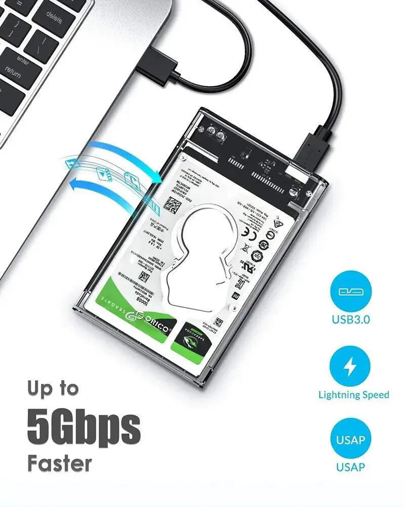 Tool Free External HDD Case USB Three Point Zero Enclosure