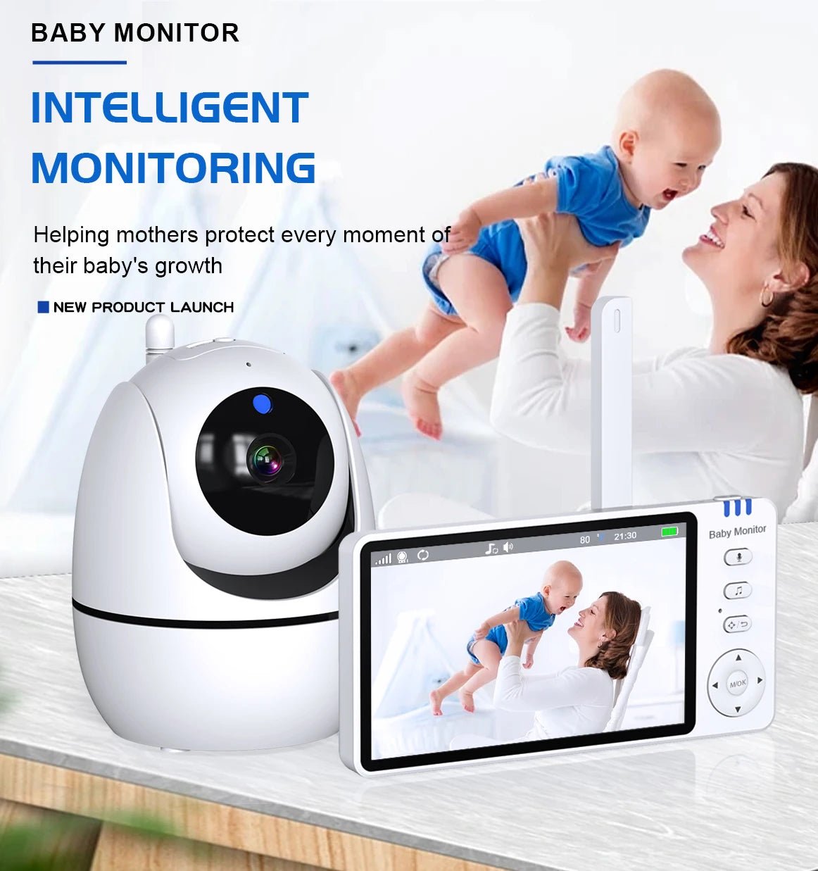 Eye4U 5 Inch Video Baby Monitor With Camera PTZ Zoom - Privacy First No WiFi Now
