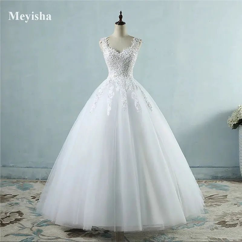 Fairy Tale Customized Spaghetti Strap Ball Gown With Pearls Embellished Tulle