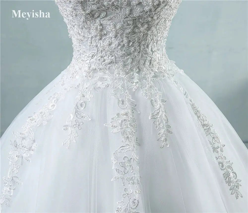 Fairy Tale Customized Spaghetti Strap Ball Gown With Pearls Embellished Tulle