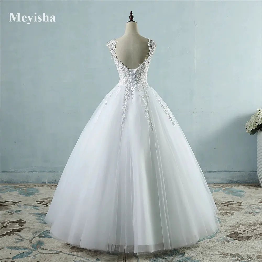 Fairy Tale Customized Spaghetti Strap Ball Gown With Pearls Embellished Tulle
