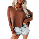 Fall and Winter New V-neck Pullover Long Sleeve T-shirt