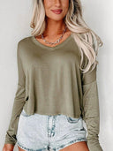 Fall and Winter New V-neck Pullover Long Sleeve T-shirt