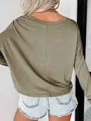 Fall and Winter New V-neck Pullover Long Sleeve T-shirt