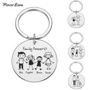 Family Name Engraved Stainless Steel Keychain Set Gift