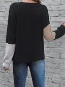 Women Cozy Colorblock Long Sleeve Tee