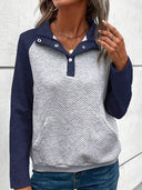 Fashion Contrast Color Stitching Long Sleeve T-shirt Women