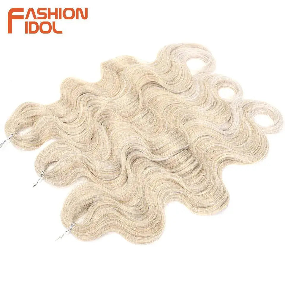 Fashion Idol Body Wave Ombre Crochet Hair Blonde Extensions