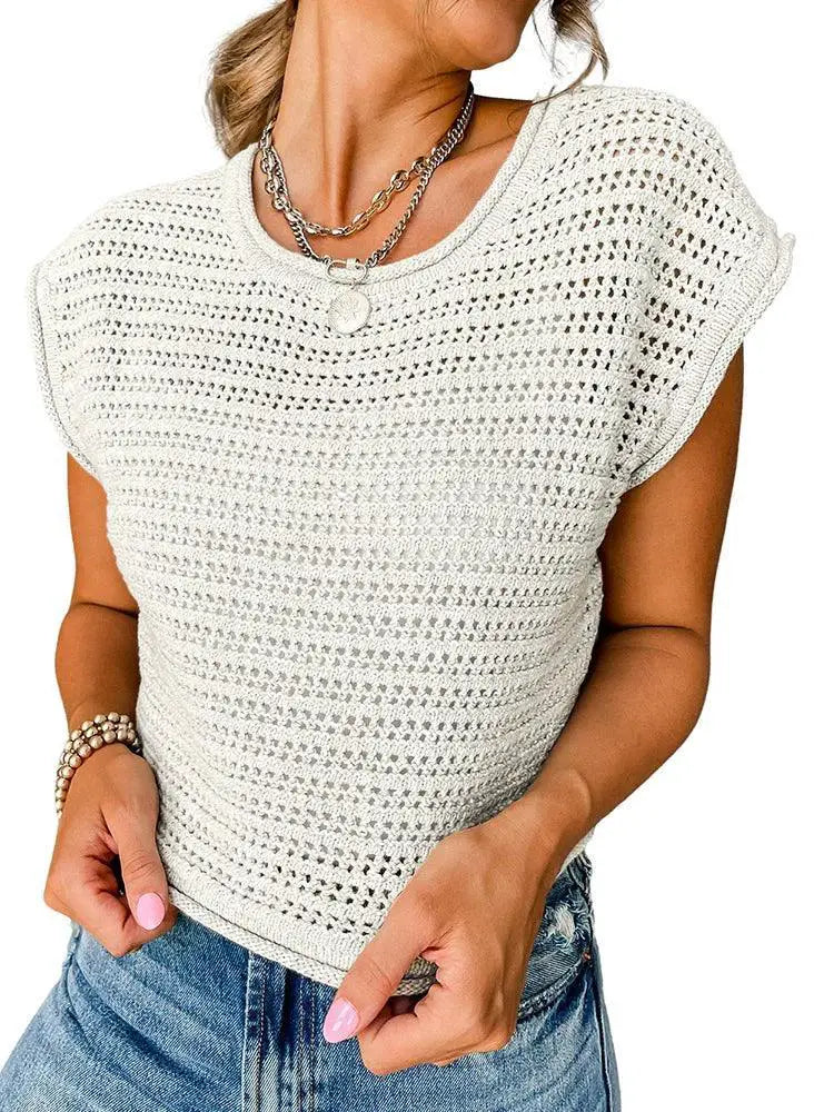 Breathable Sleeveless Knit T Shirt For Women Summer 2024