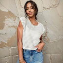 Fashion Knitting Breathable Sleeveless T-shirt Female 2024 Summer