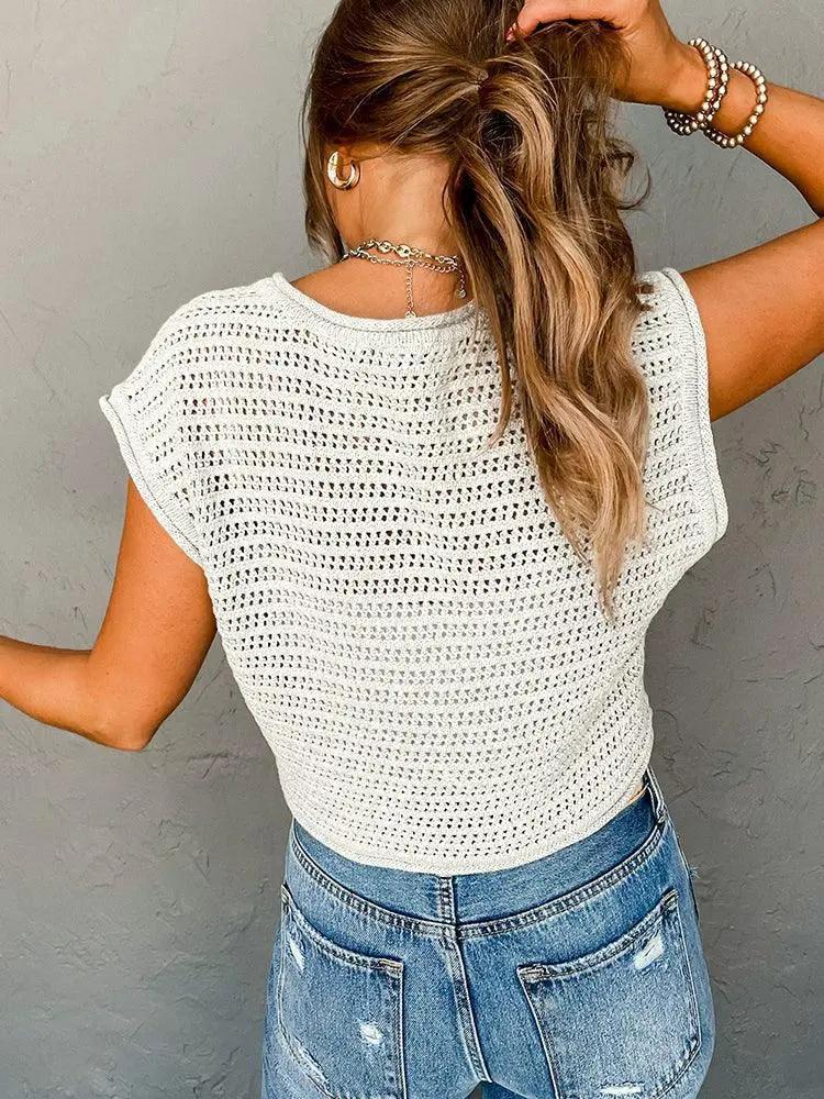 Breathable Sleeveless Knit T Shirt For Women Summer 2024