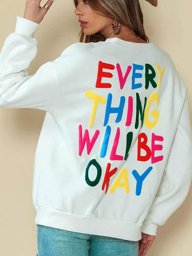 Fashion Minimalist Color Letters Pullover Sweatshirt Autumn