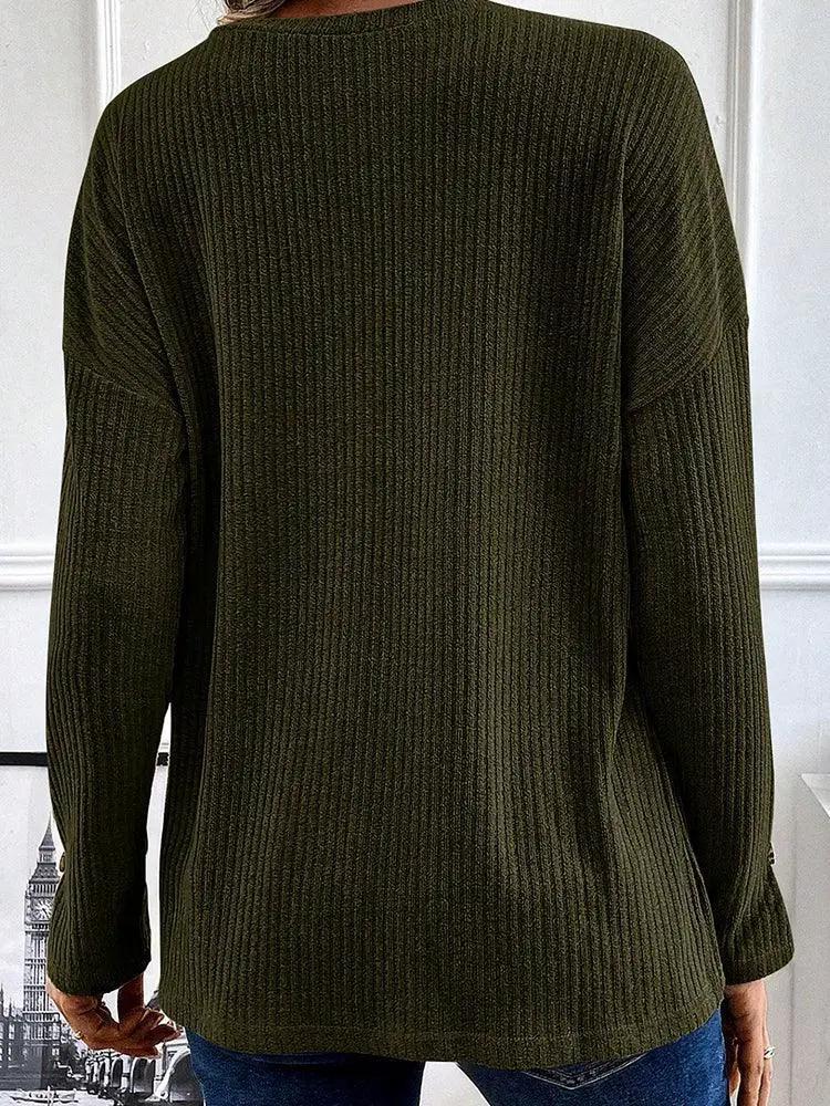 Fashion New Arrival Pure Color Warm Long Sleeve T Shirt