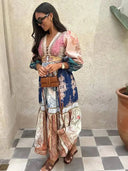 Patchwork Midi Dress For Women Breathable