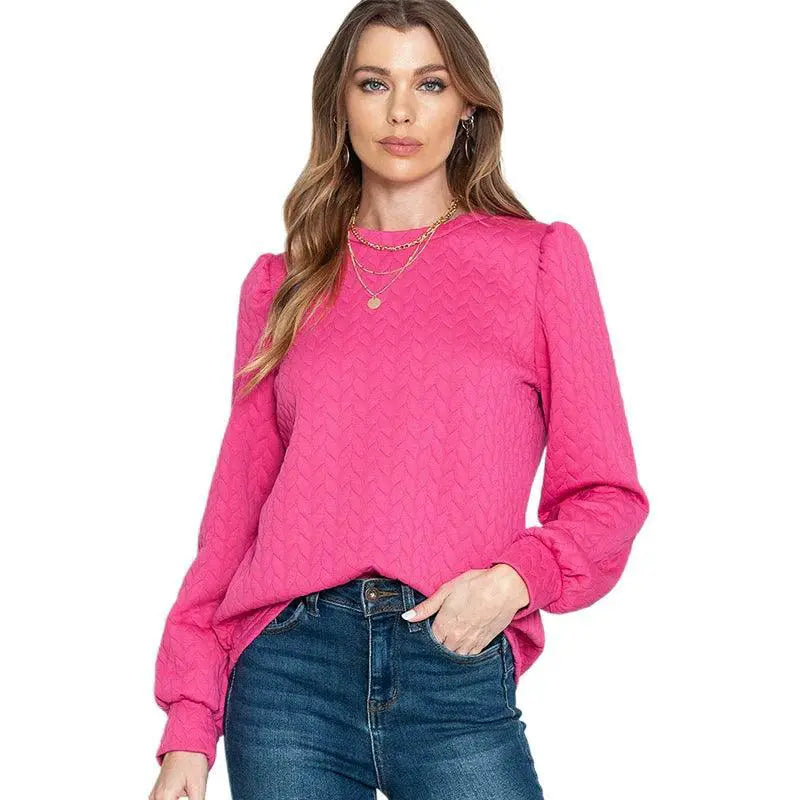 Pure Color Long Sleeve Pullover Hoodie For Women Trend