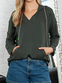 Fashion Pure Color Warm Long Sleeves Hooded Sweatshirt for Women