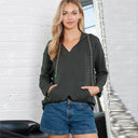 Fashion Pure Color Warm Long Sleeves Hooded Sweatshirt for Women