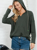 Fashion Pure Color Warm Long Sleeves Hooded Sweatshirt for Women