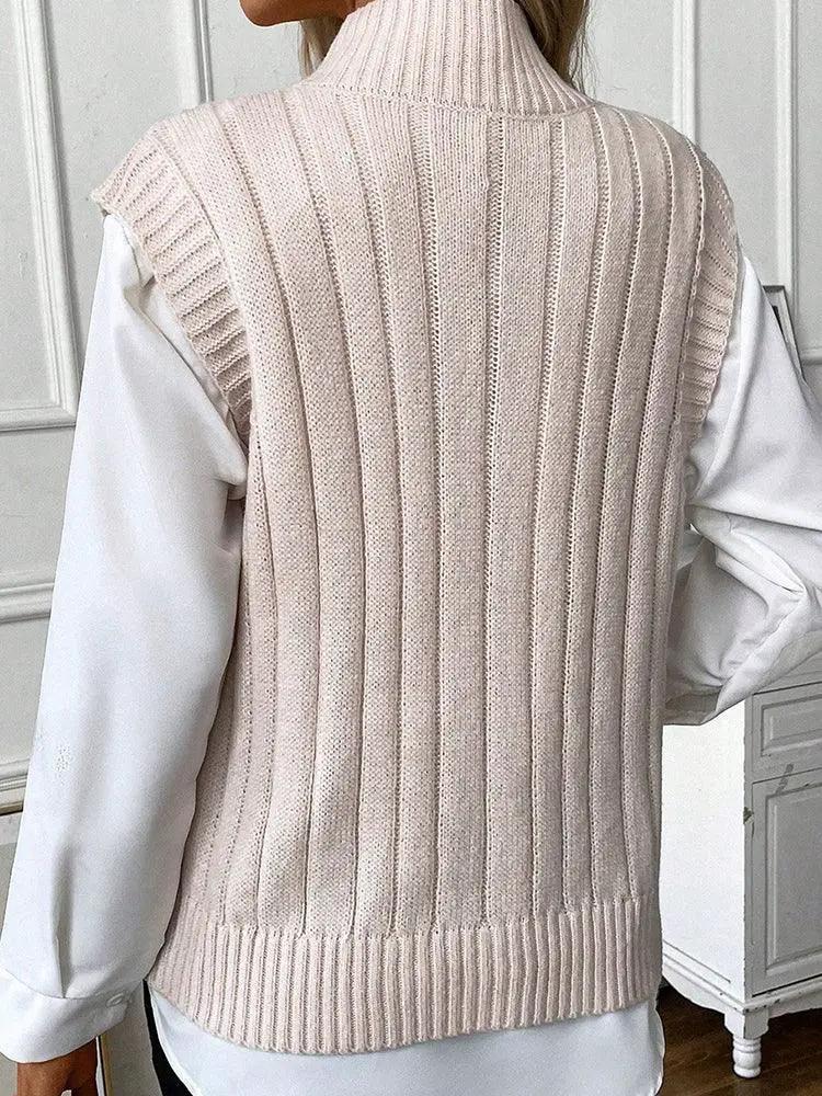 Women's Round Neck Sleeveless Warm Woolen Vest Sweater 2024