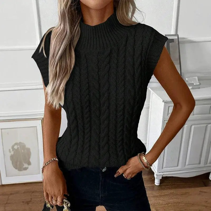 Women's Round Neck Sleeveless Warm Woolen Vest Sweater 2024