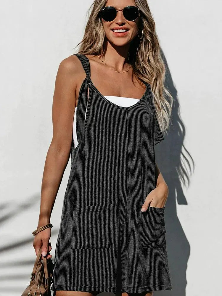 Thin Black Stripes Sleeveless Sling Top For Women Chic