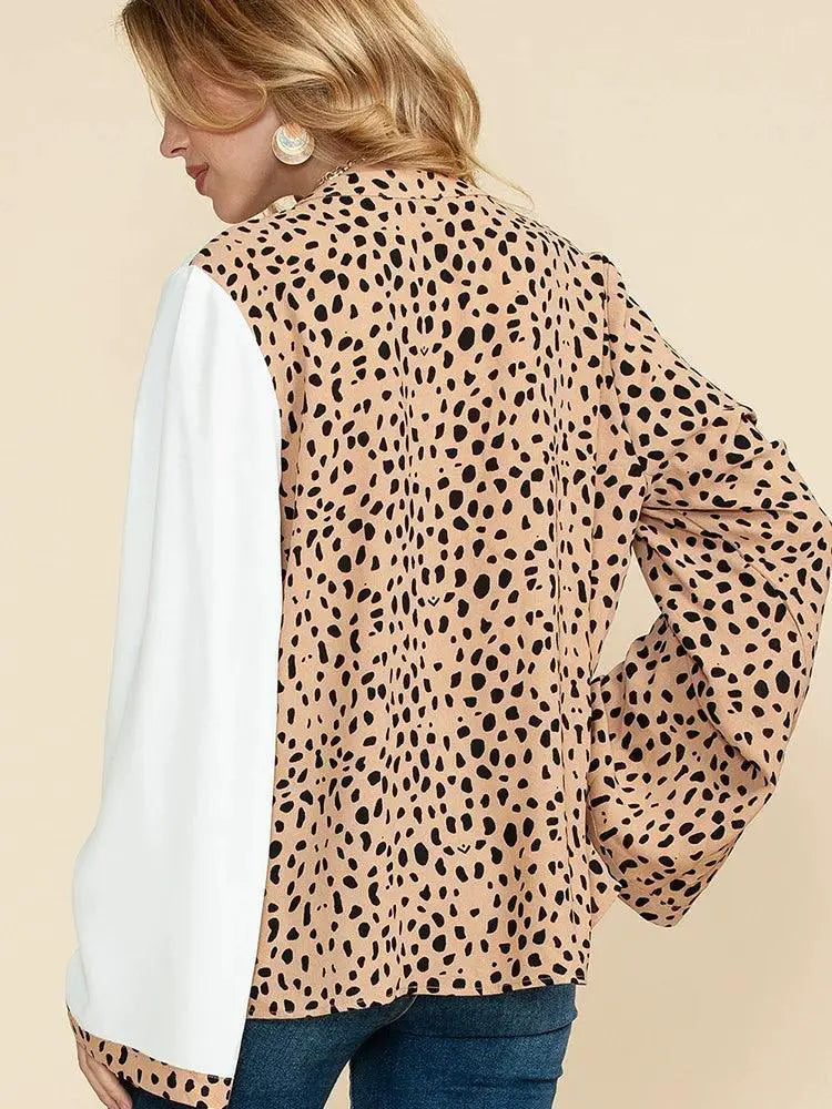 Leopard Print Womens Long Sleeve Pullover Shirt Casual