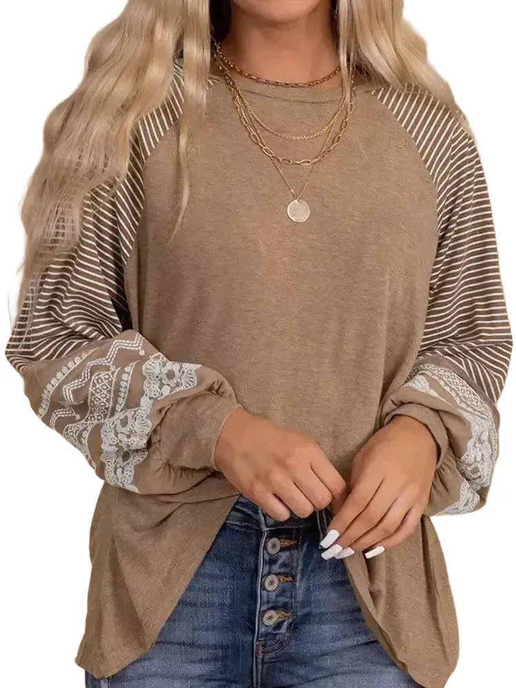 Cozy Patchwork Pullover for Women Fall — product view 1