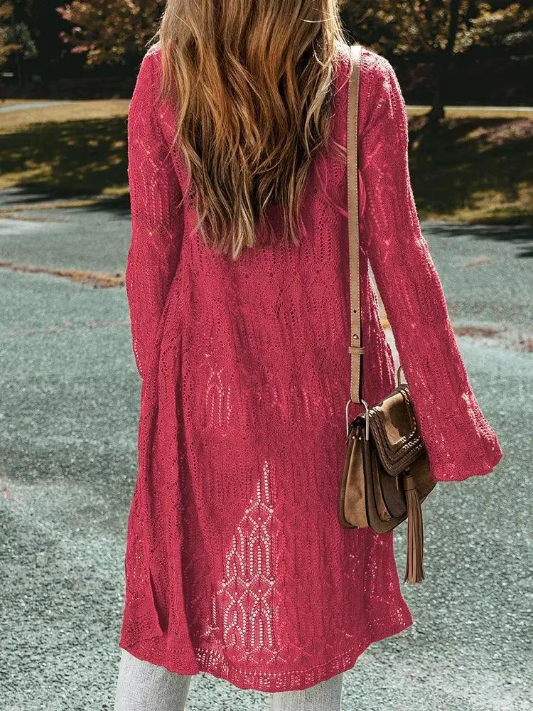 Fashion Style Hem Slit Cardigan Knitting Sweater 2024