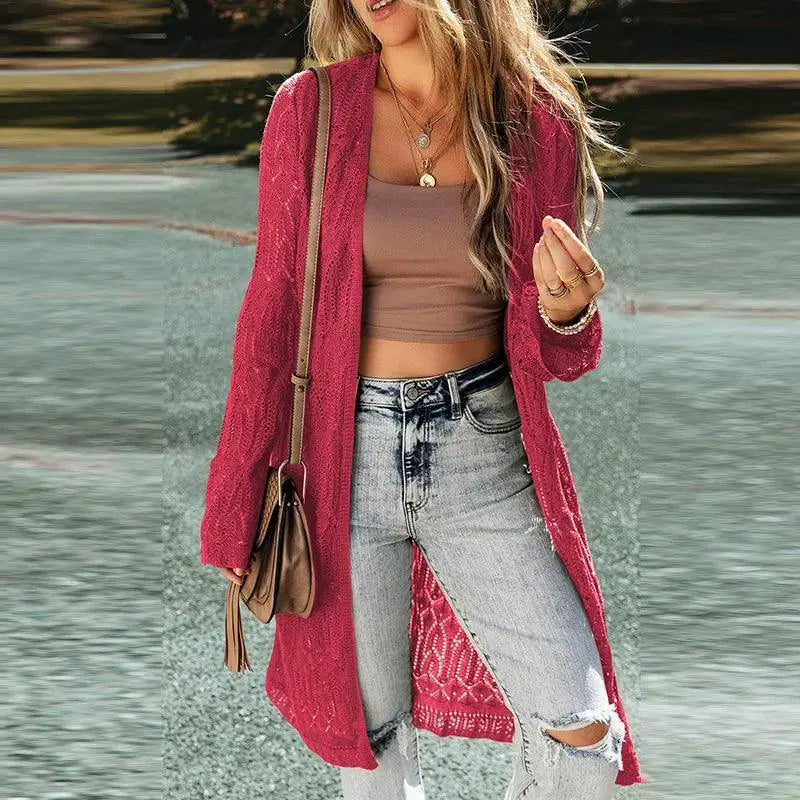 Fashion Style Hem Slit Cardigan Knitting Sweater 2024