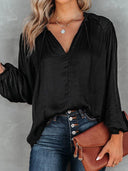 Fashion Thin V-neck Long Sleeves T-shirt for Women