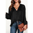 Fashion Thin V-neck Long Sleeves T-shirt for Women