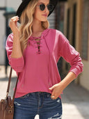 Fashion V-neck Lace-up Drawstring Hooded Sweatshirt for Women