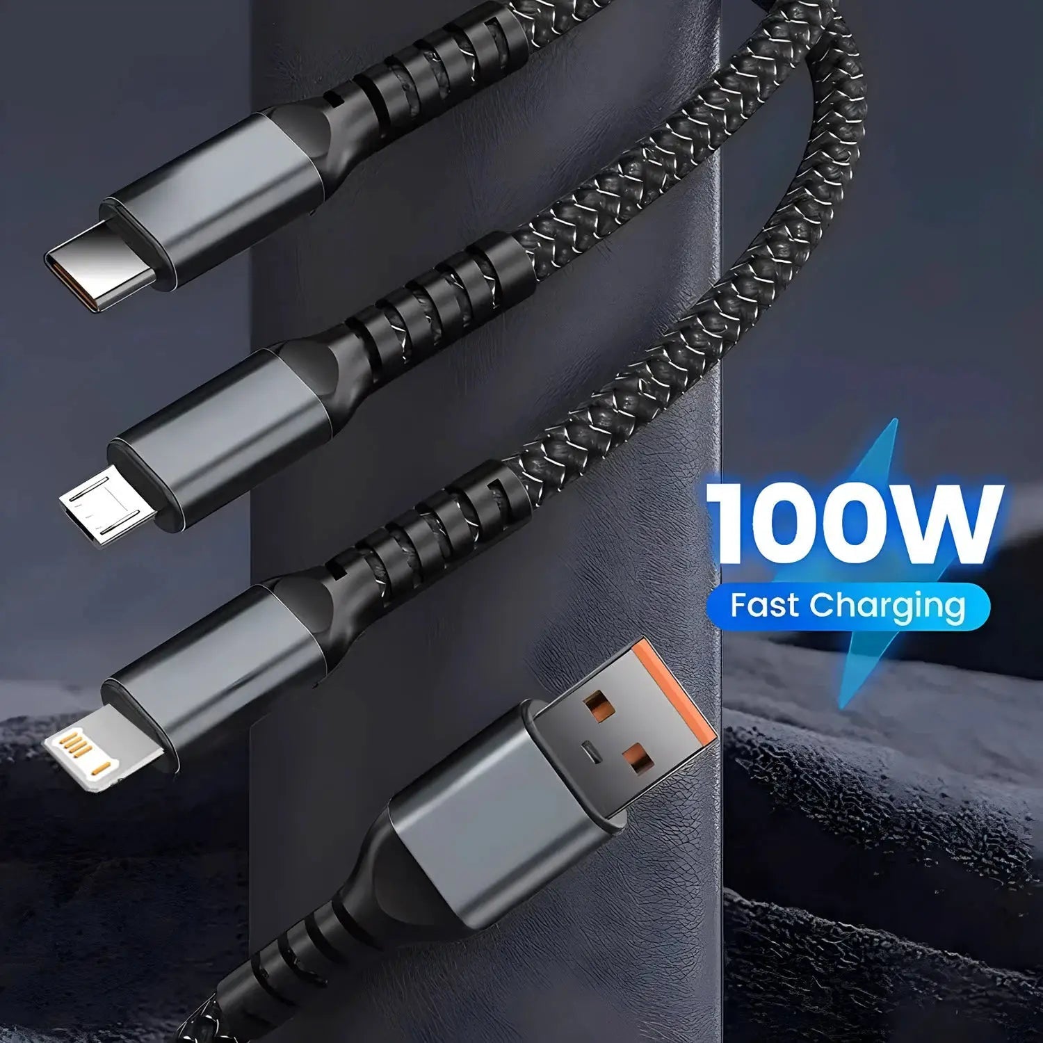 Fast Charge 3-In-1 USB Cable for iPhone
