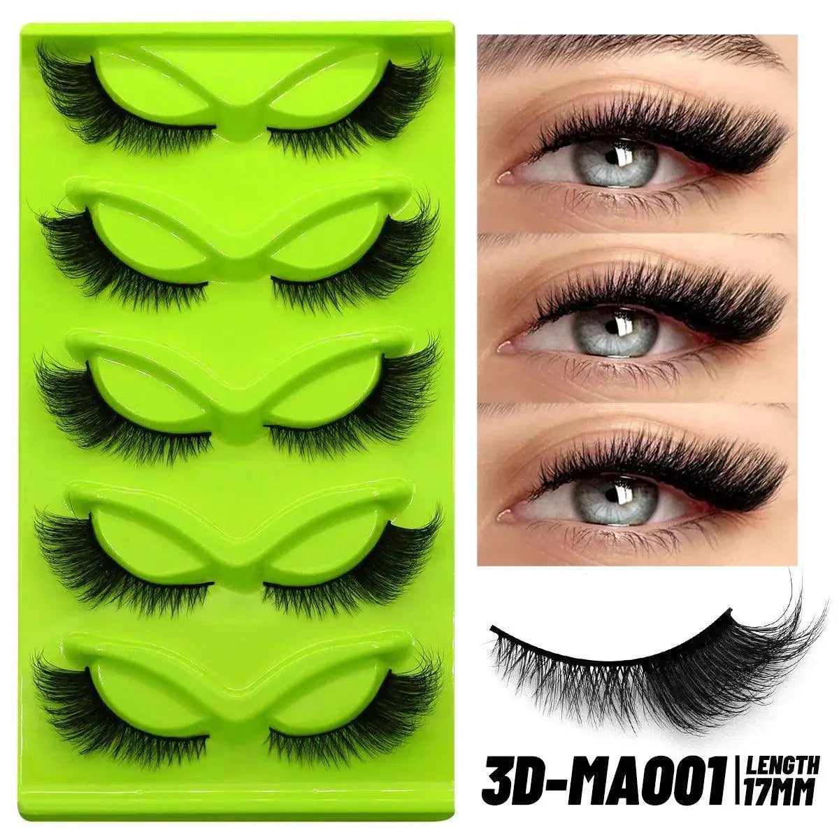 Faux Mink Anime Glam Cat Eye Lashes Set Natural 5 Pairs