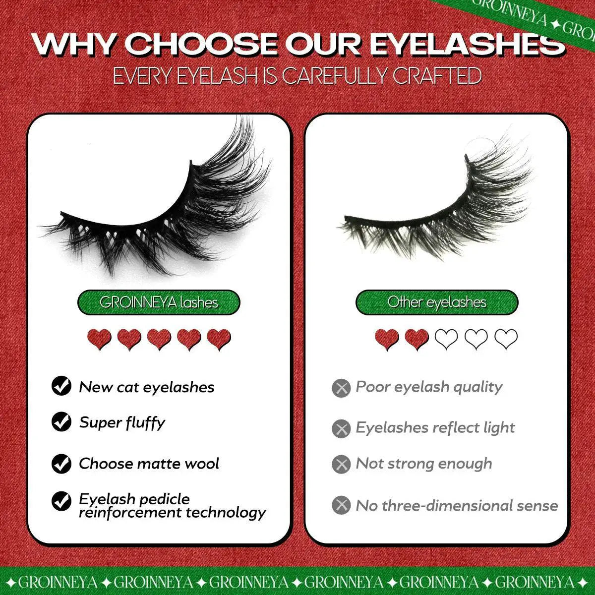 Faux Mink Anime Glam Cat Eye Lashes Set Natural 5 Pairs