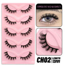 Faux Mink Anime Glam Cat Eye Lashes Set Natural 5 Pairs