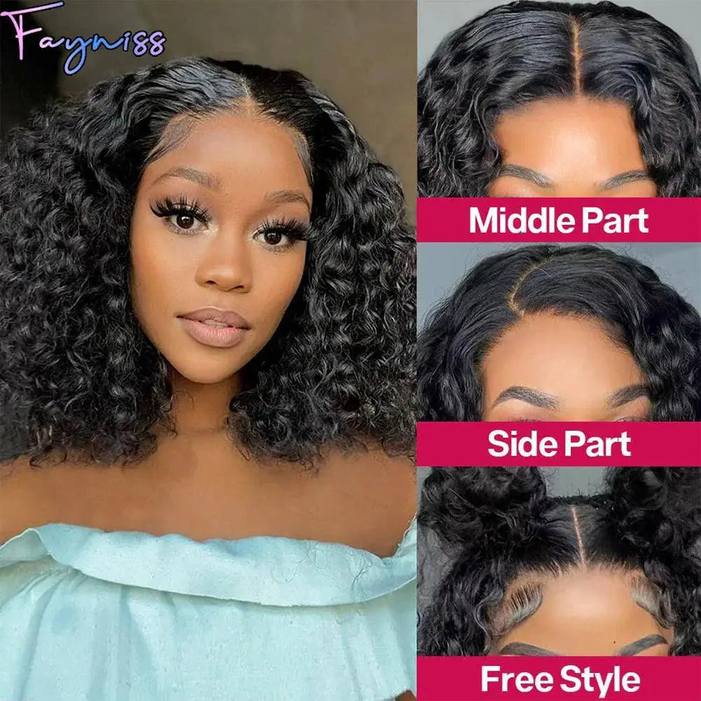 Fayniss Water Wave Bob Wig Natural Human Hair Lace Wig